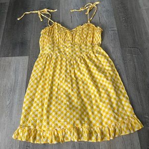 Aerie yellow tie strap corset dress